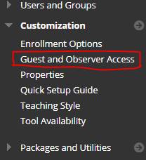 Guest and Observer Access button from the course Control Panel